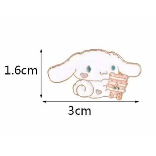 Exquisite White Cinnamoroll Puppy Enamel Pin with Pink Cake Design - Cosparty