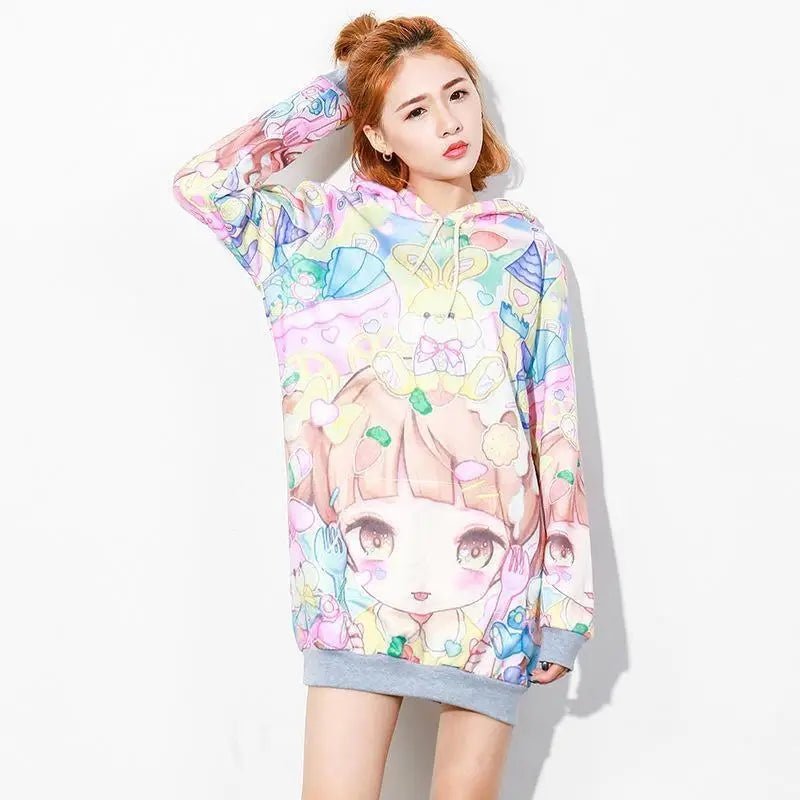 Extra - Long Hooded Anime Sweater Dress for Cozy Comfort - Cosparty