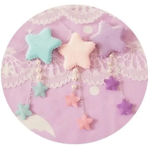 Fairy - Kei Star Hair Clip with Charms and Pearls for Kawaii Style - Cosparty