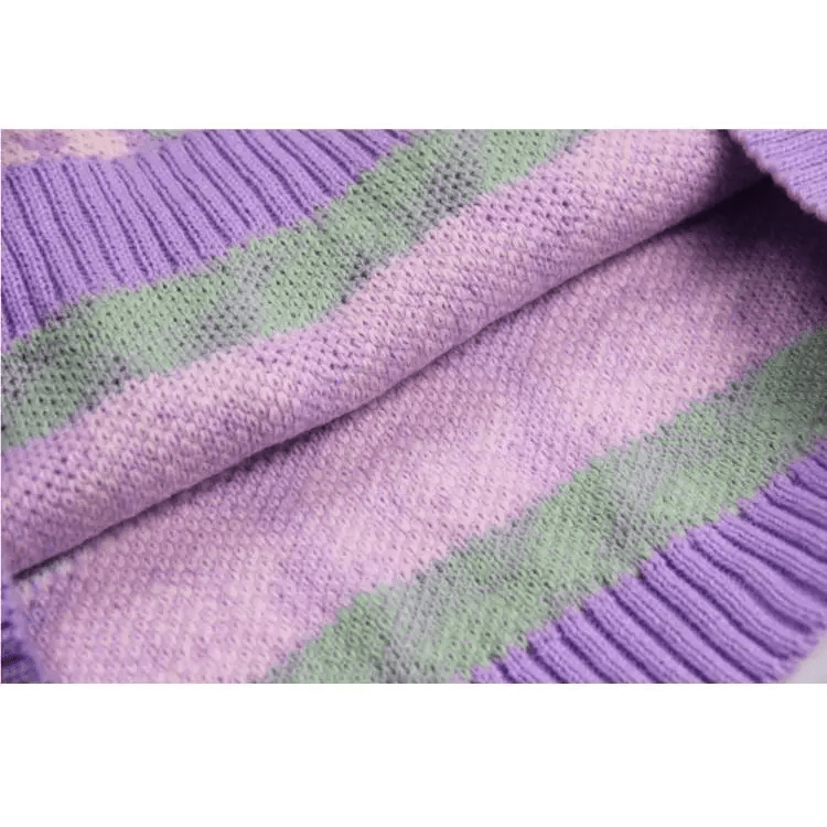 Fairy Kei Vintage Knit Cardigan Sweater with Pastel Patterns - Cosparty