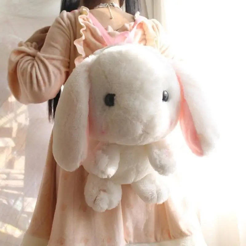 Fluffy Baby Bunny Rabbit Plush Toy Backpack for Kids - Cosparty