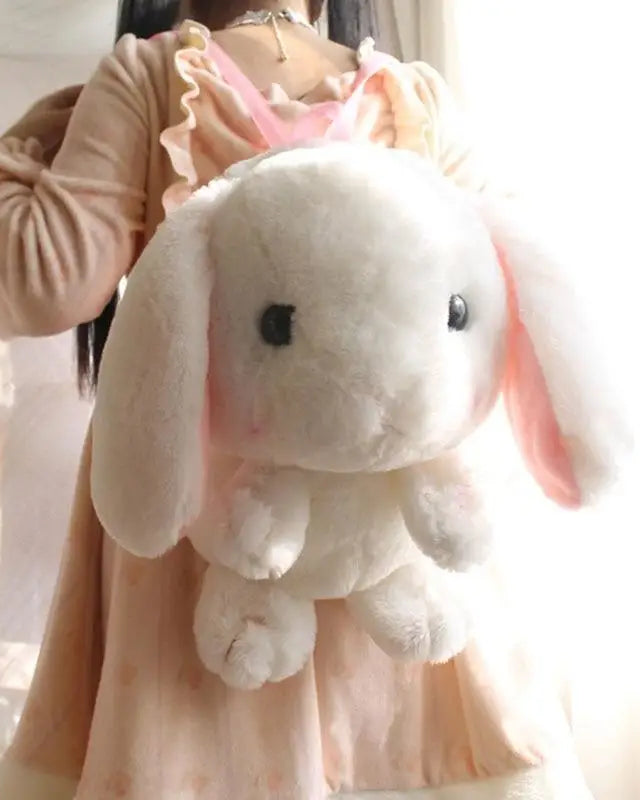Kawaii White Baby Bunny Rabbit backpack Book Bag Cute Fluffy Bun Adorable