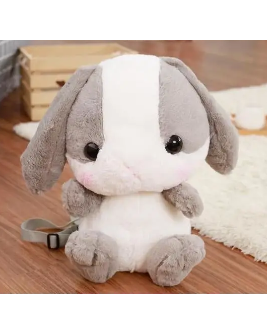 Fluffy Baby Bunny Rabbit Plush Toy Backpack for Kids - backpack