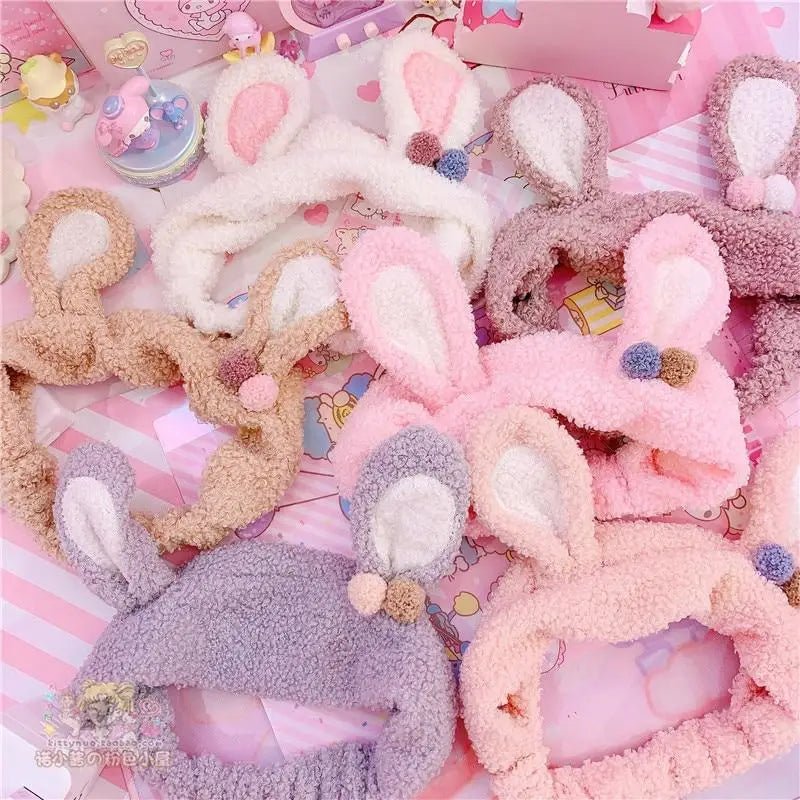 Fluffy Bunny - Eared Headband with Cute Pom Poms - Cosparty