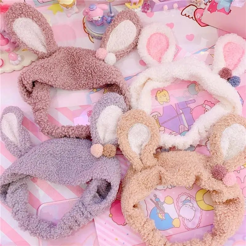 Fluffy Bunny - Eared Headband with Cute Pom Poms - Cosparty