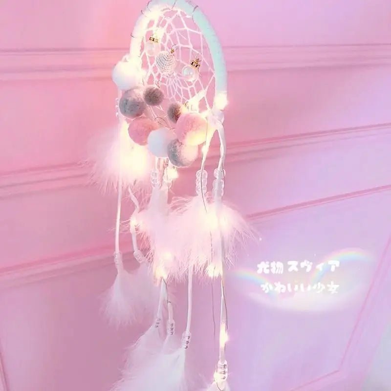 Fluffy Illuminated Dream Catcher for Charming Home Decor - Cosparty