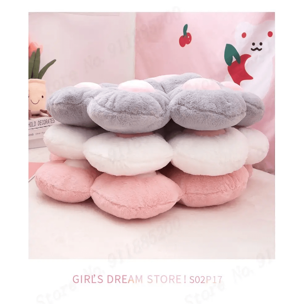 Fluffy Paw Shaped Seat Cushion for Kawaii Bedroom Decor - Cosparty