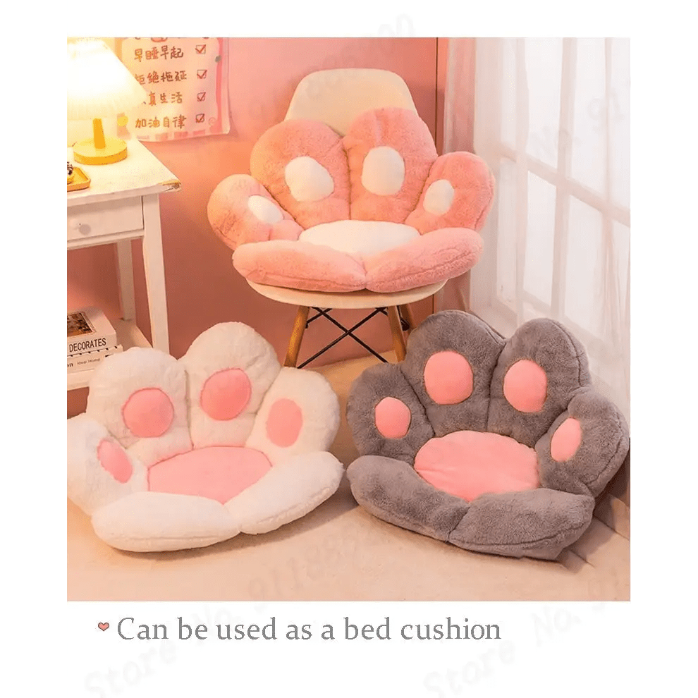 Fluffy Paw Shaped Seat Cushion for Kawaii Bedroom Decor - Cosparty