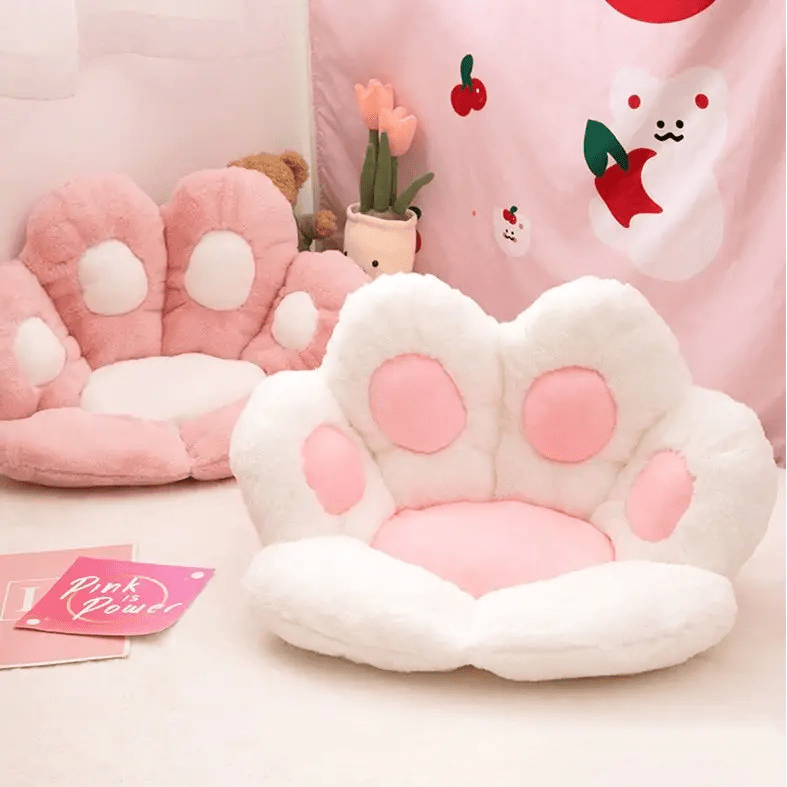 Fluffy Paw Shaped Seat Cushion for Kawaii Bedroom Decor - Cosparty