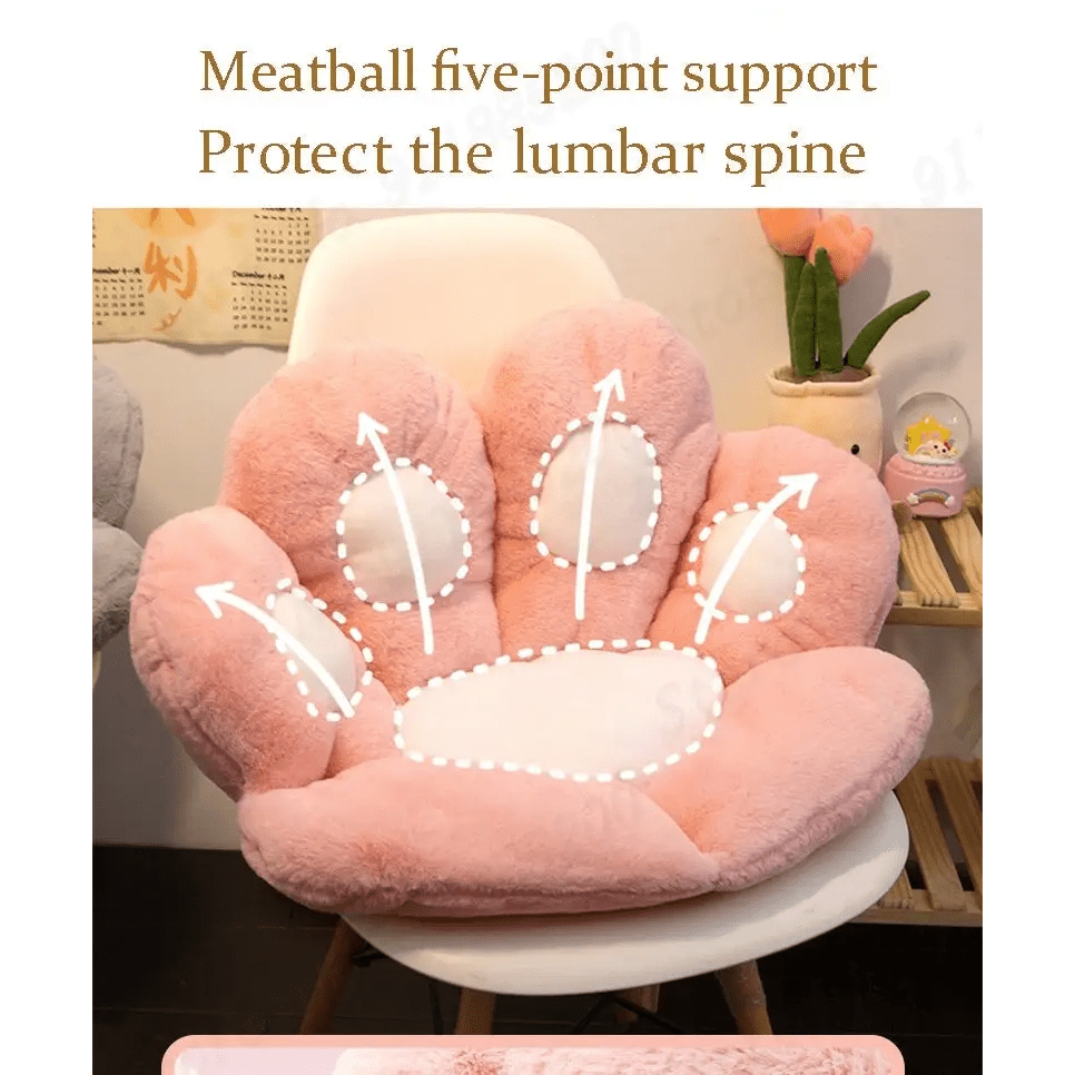Fluffy Paw Shaped Seat Cushion for Kawaii Bedroom Decor - Cosparty