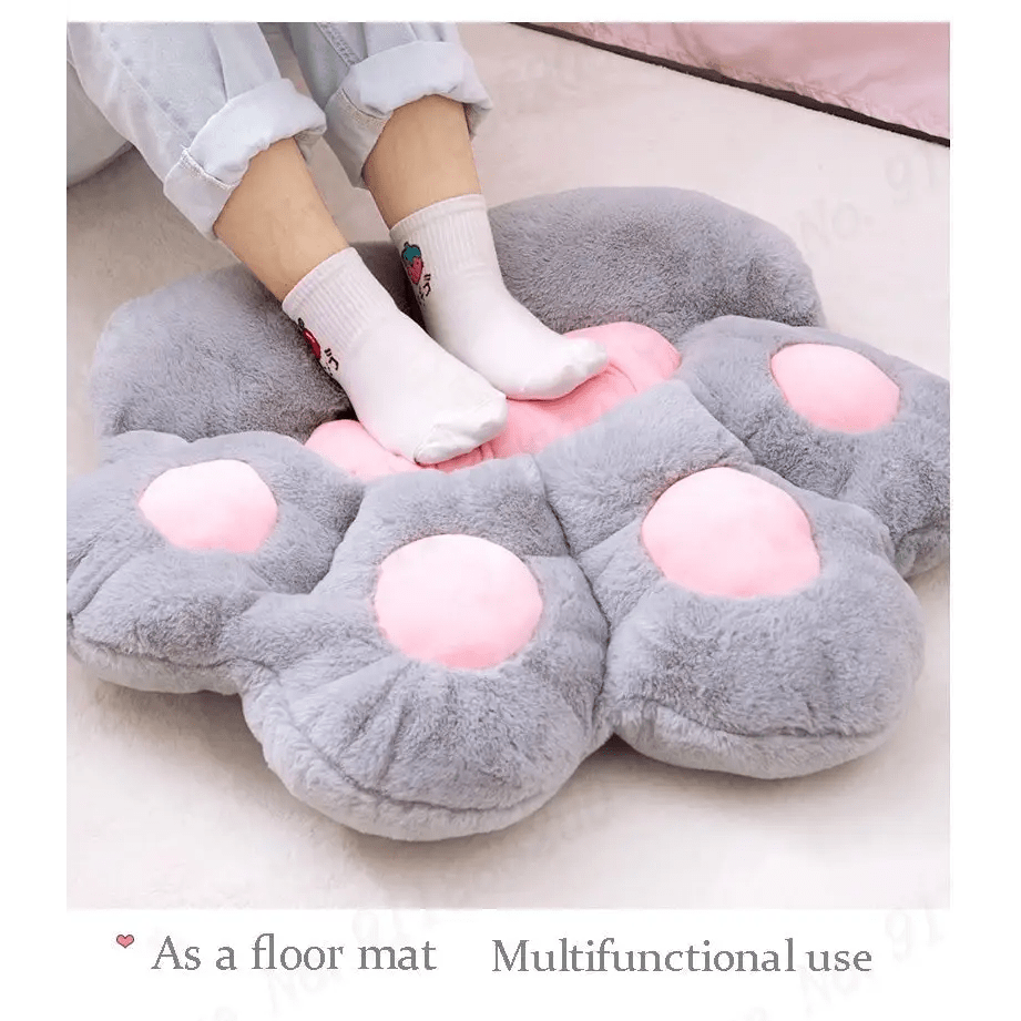 Fluffy Paw Shaped Seat Cushion for Kawaii Bedroom Decor - Cosparty