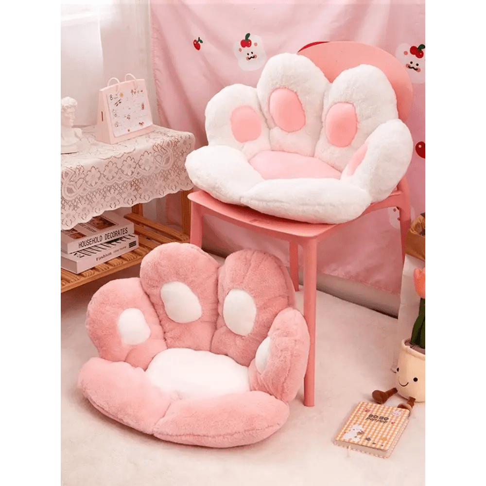 Fluffy Paw Shaped Seat Cushion for Kawaii Bedroom Decor - Cosparty
