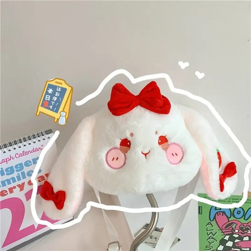Fluffy Soft Kawaii Strawberry Bunny Handbag in Vegan Fur - Cosparty