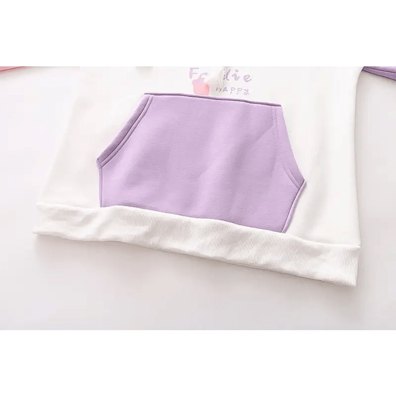 Foodie Bunny Hoodie in Pastel Color Block Style - Cosparty