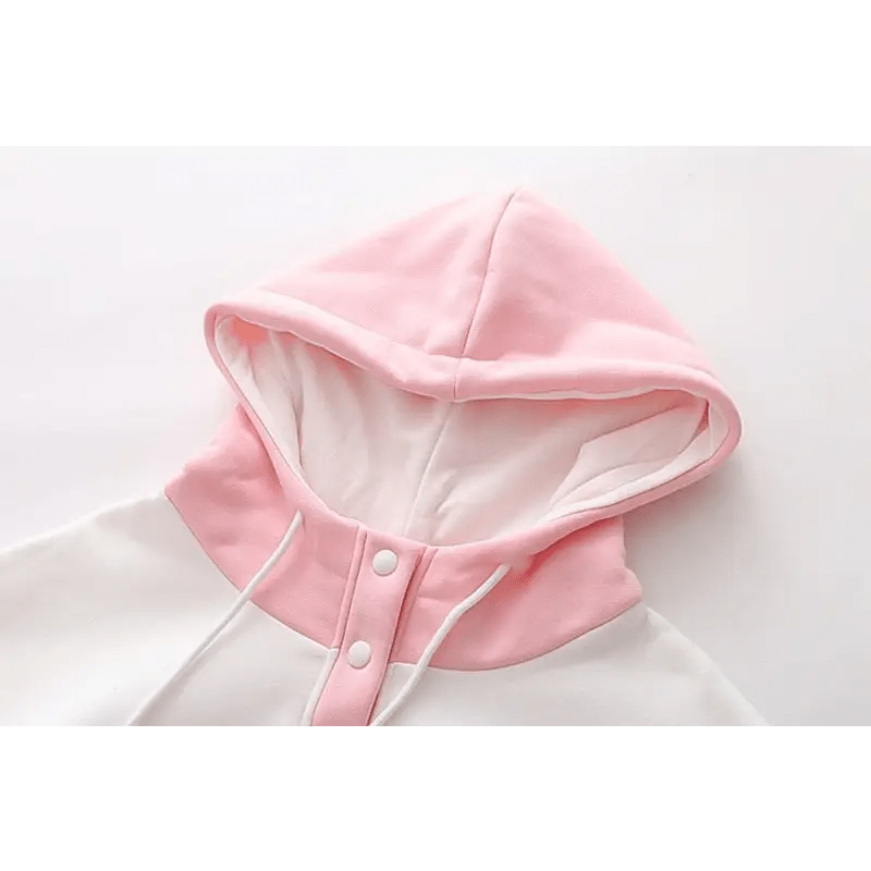 Foodie Bunny Hoodie in Pastel Color Block Style - Cosparty