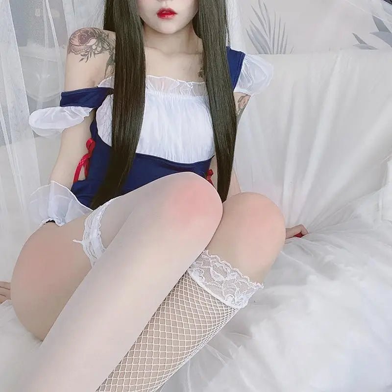 Frilly Pink Maid Onesie with Open - Crotch Romper Design - Cosparty