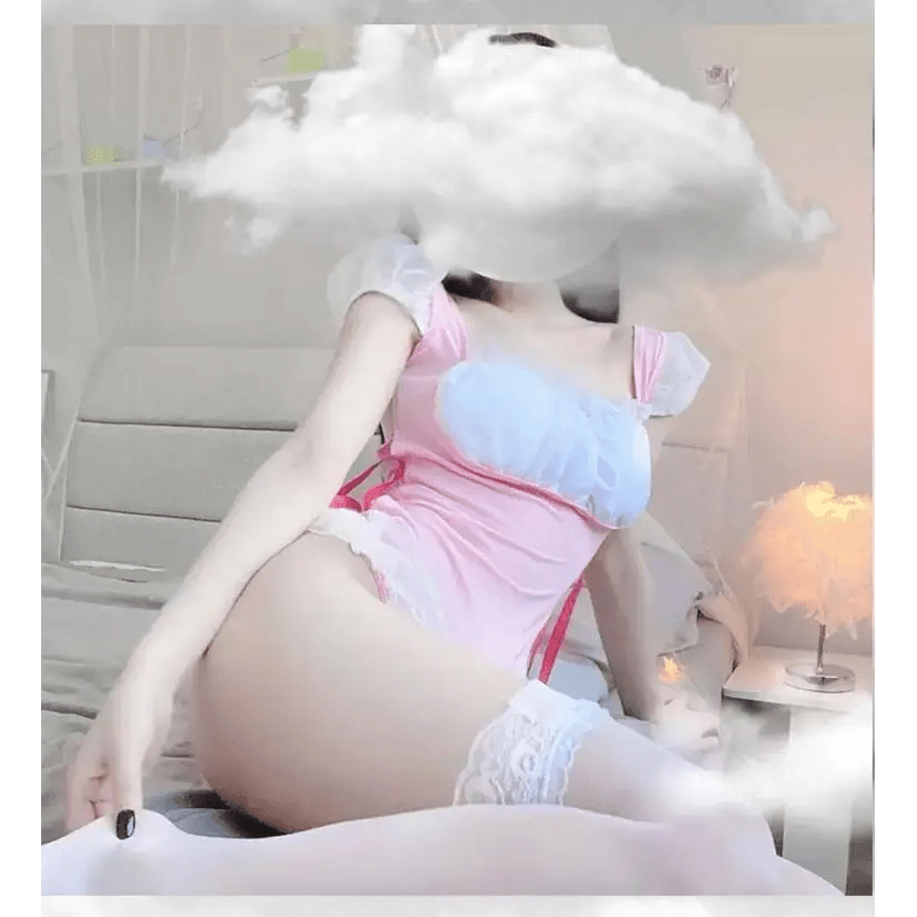 Frilly Pink Maid Onesie with Open - Crotch Romper Design - Cosparty