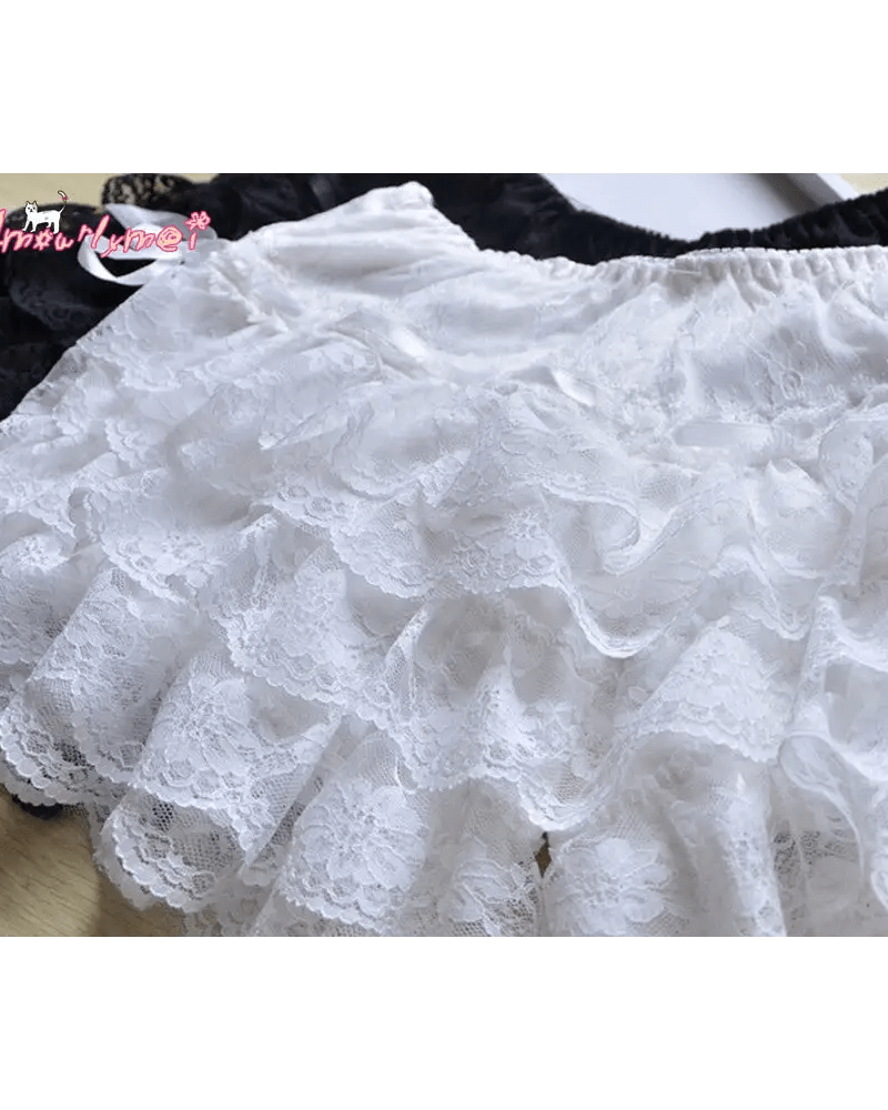 Frilly Ruffled Bloomer Shorts in Black or White - Cosparty