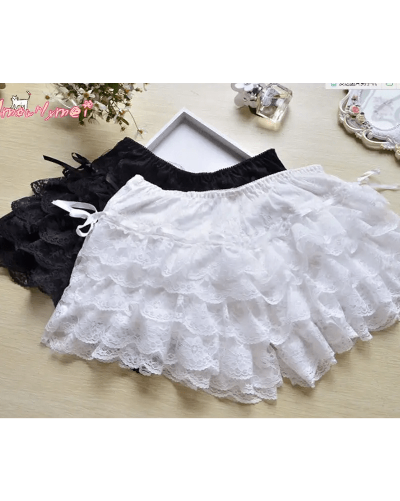 Frilly Ruffled Bloomer Shorts in Black or White - Cosparty