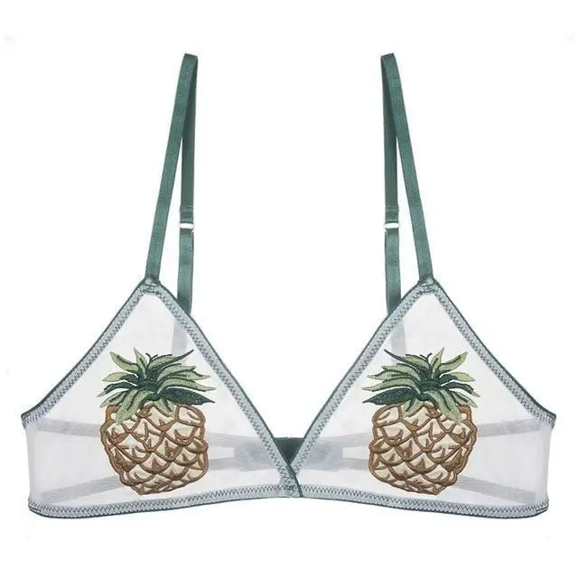 Cute Pineapple Transparent Clear Bralette Bra  Fruit Kawaii Lingerie