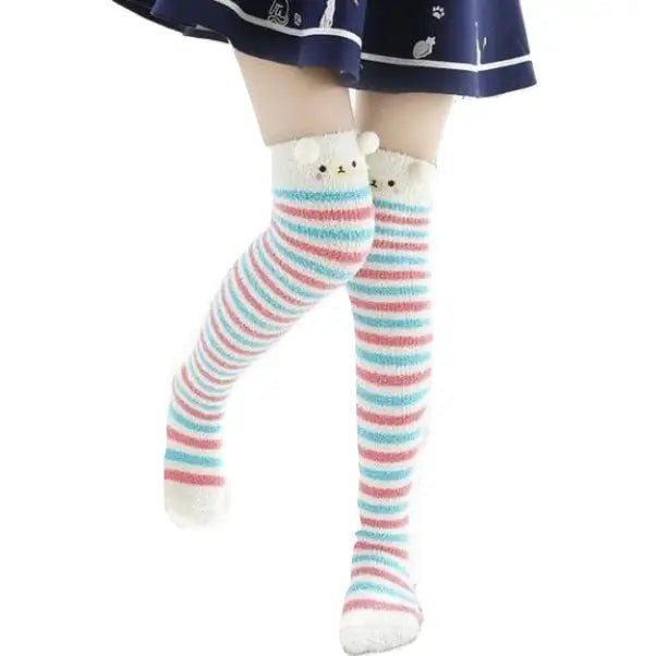 Furry Tall Thigh High Stockings for Cozy Comfort - Cosparty