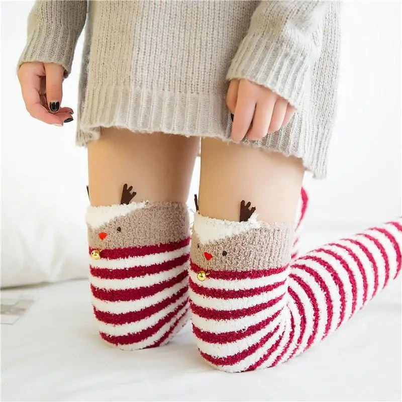 Furry Thigh High Stockings for Cozy Christmas Comfort - Cosparty