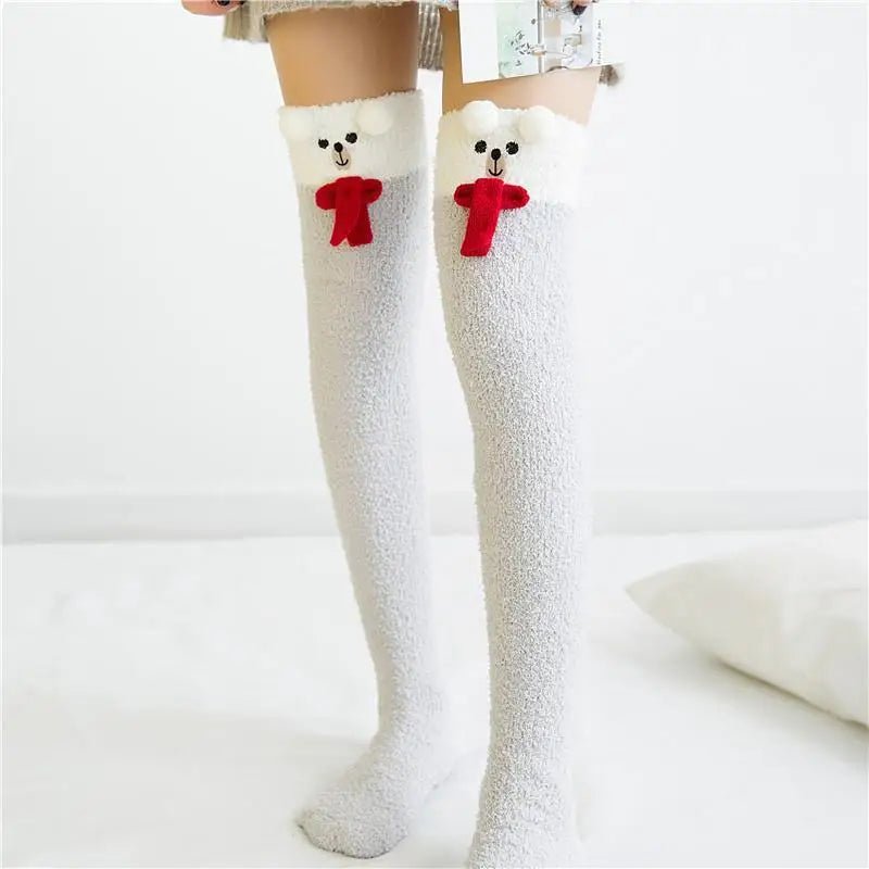 Furry Thigh High Stockings for Cozy Holiday Comfort - Cosparty
