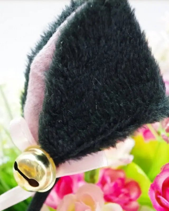 Fuzzy Kitty Cat Ear Headband with Bells and Ribbon - Cosparty