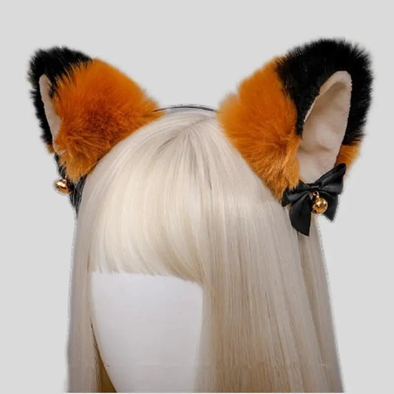 Fuzzy Kitty Cat Ear Headband with Bells and Ribbons - Cosparty