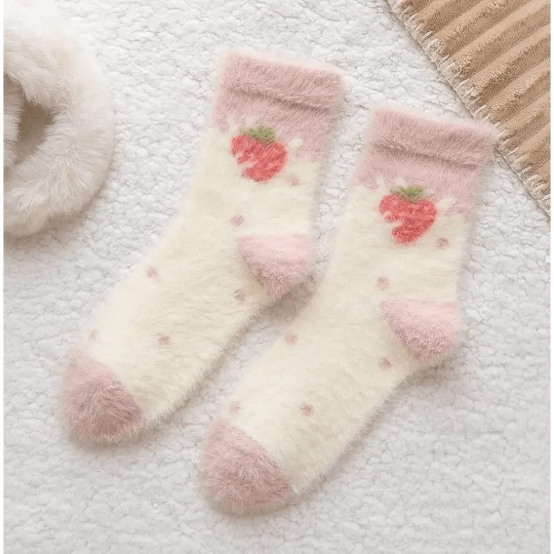 Fuzzy Strawberry Socks for Ultimate Comfort and Style - Cosparty