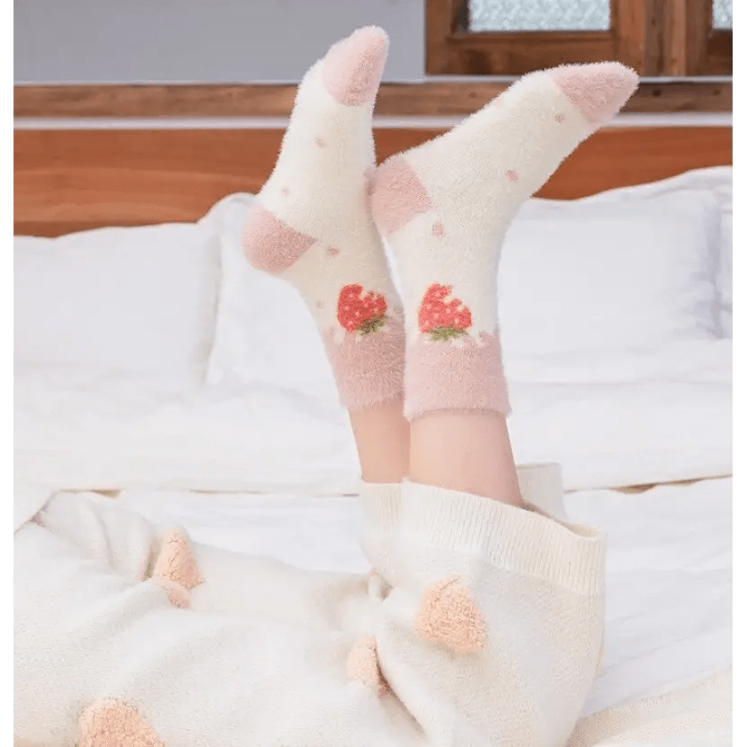 Fuzzy Strawberry Socks for Ultimate Comfort and Style - Cosparty