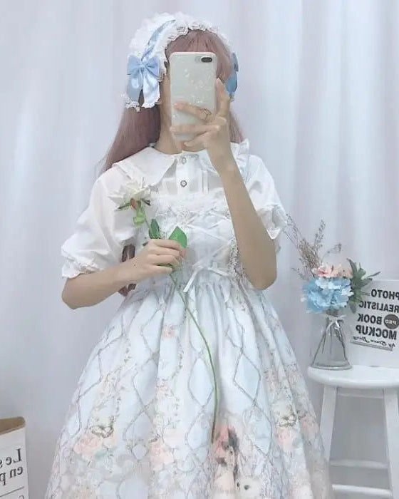 Genuine Lolita Dress in Pastel Pink with Victorian Inspired Design - Cosparty