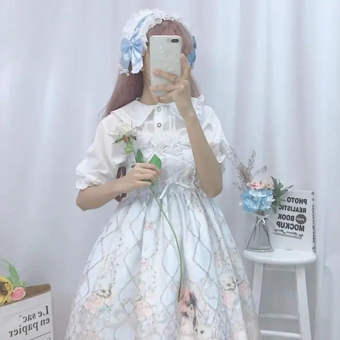 Genuine Lolita Dress in Pastel Pink with Victorian Inspired Design - Cosparty