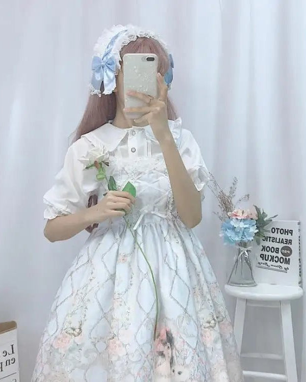 Genuine Lolita Dress in Pastel Pink with Victorian Inspired Design - Cosparty