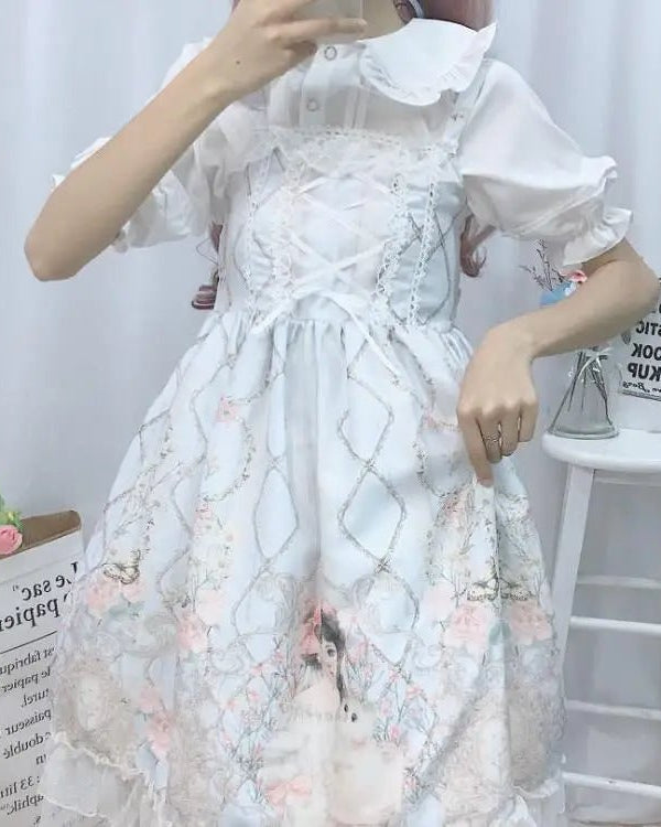 Genuine Lolita Dress in Pastel Pink with Victorian Inspired Design - Cosparty