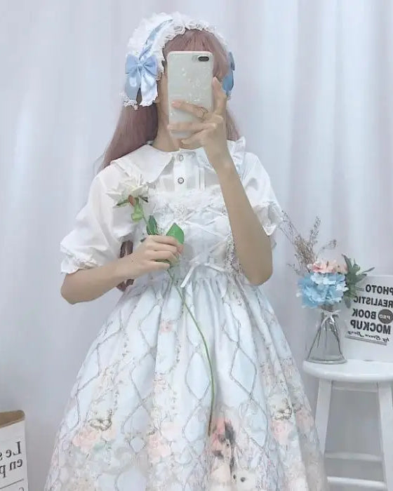 Genuine Lolita Dress in Pastel Pink with Victorian Inspired Design - dress