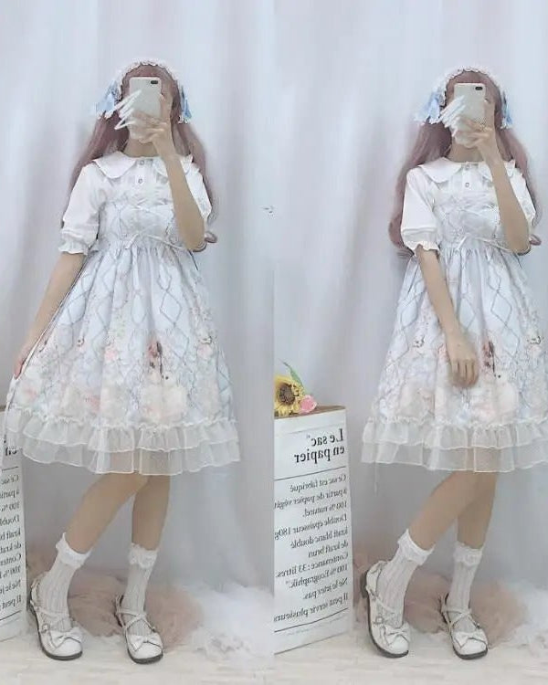 Genuine Lolita Dress in Pastel Pink with Victorian Inspired Design - Cosparty