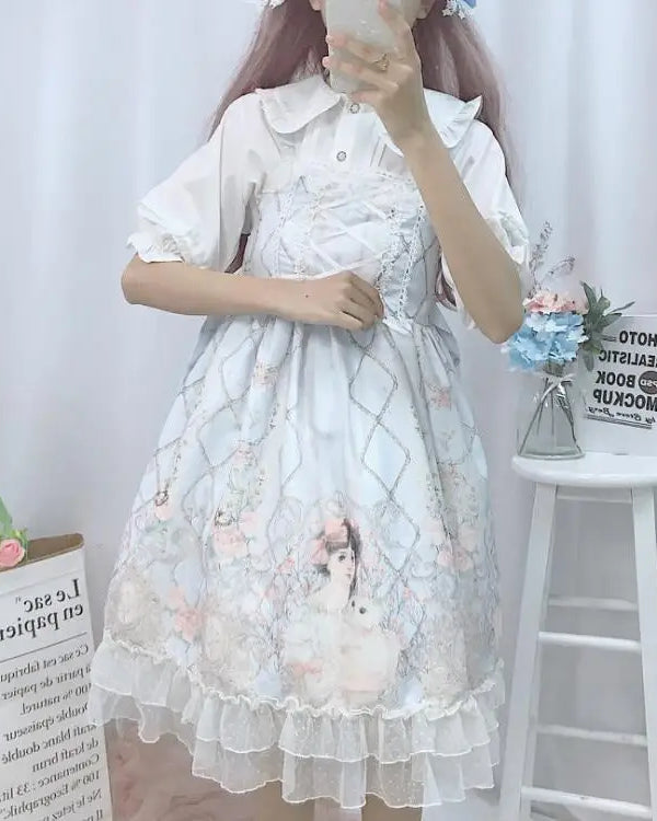 Genuine Lolita Dress in Pastel Pink with Victorian Inspired Design - dress