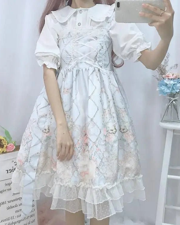Genuine Lolita Dress in Pastel Pink with Victorian Inspired Design - Cosparty