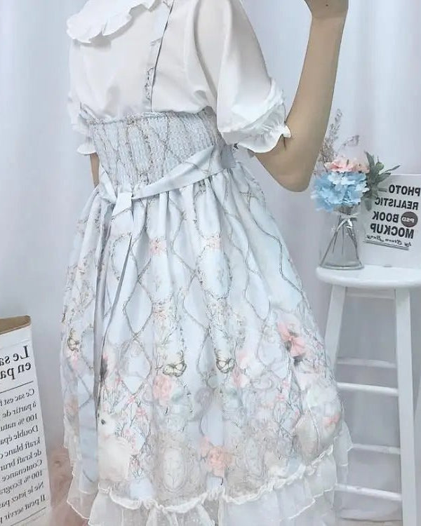 Genuine Lolita Dress in Pastel Pink with Victorian Inspired Design - Cosparty
