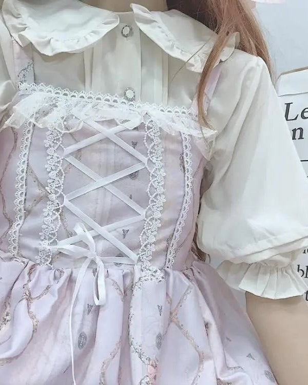 Genuine Lolita Dress in Pastel Pink with Victorian Inspired Design - Cosparty
