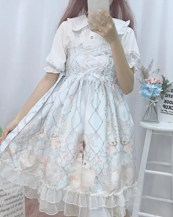 Genuine Lolita Dress in Pastel Pink with Victorian Inspired Design - dress