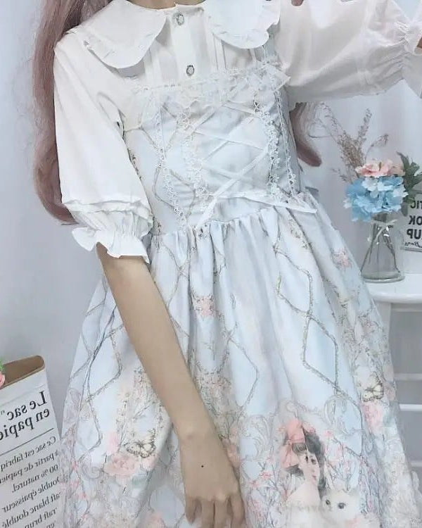 Genuine Lolita Dress in Pastel Pink with Victorian Inspired Design - Cosparty