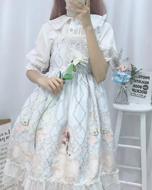 Genuine Lolita Dress in Pastel Pink with Victorian Inspired Design - Cosparty