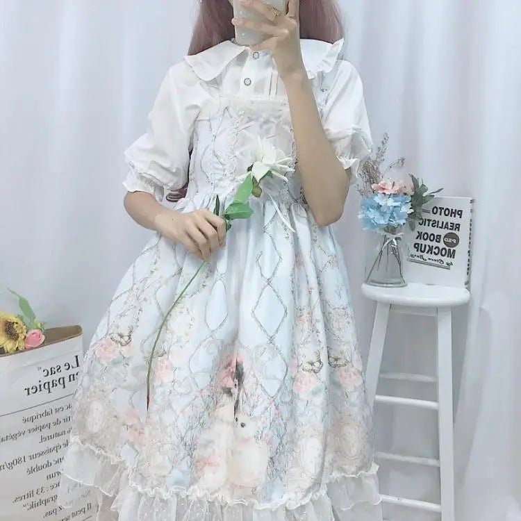 Genuine Lolita Dress in Pastel Pink with Victorian Inspired Design - Cosparty