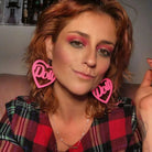 Glamorous Laser - Cut Heart Hoop Earrings in New Condition - Cosparty