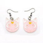 Glittery Cat Earrings with Half Moons in Resin Art - Cosparty