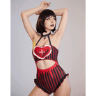 God's Salvation Onesie with Gothic Striped Design in Black and Red - Cosparty