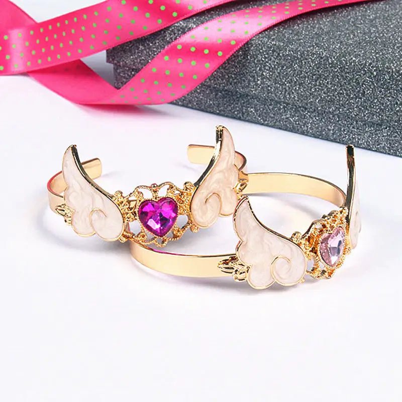 Gold Plated Angel Wing Gemstone Cuff Bracelet for Magical Girls - Cosparty