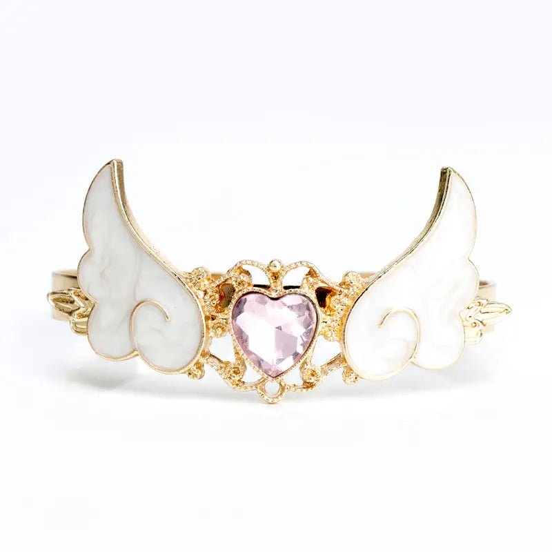 Gold Plated Angel Wing Gemstone Cuff Bracelet for Magical Girls - Cosparty